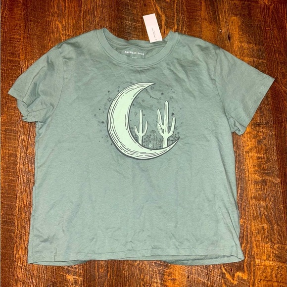 NWT American Eagle Graphic Shirt Cactus/Moon Casual Size M - Picture 1 of 2